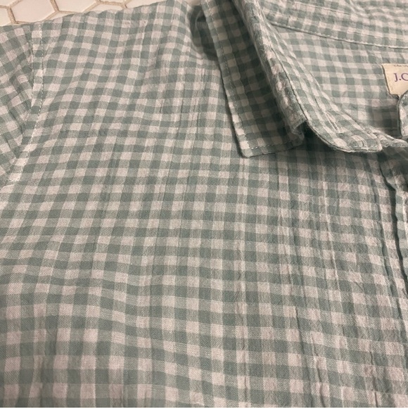 The Perfect Shirt By J. Crew 99% Cotton Size M Light Blue Green Textured Gingham - Picture 4 of 5